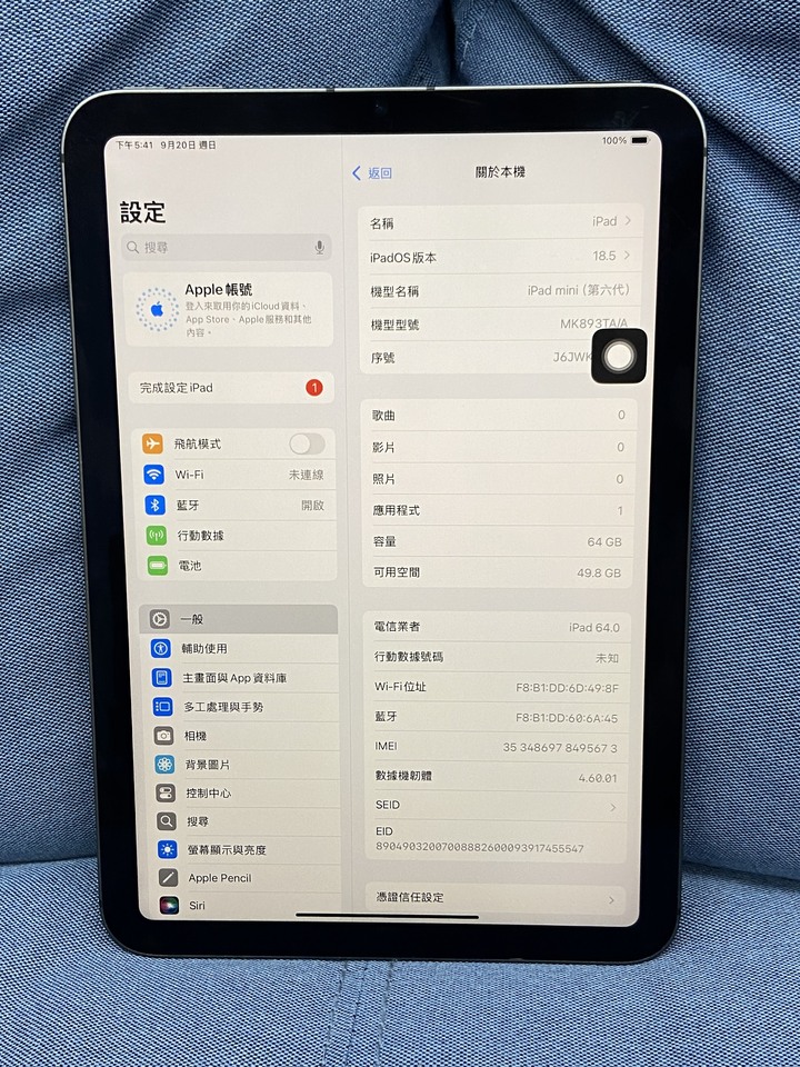 插卡通話版 Apple IPad Mini 6 64G Mini6 蘋果平板 二手LTE+WIFI版 J6JWK1