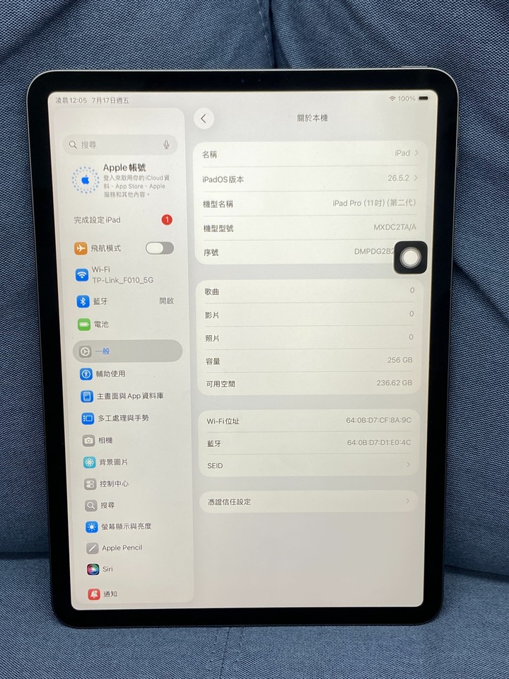 Apple iPad Pro 11吋 二代 256G A2228 二手蘋果平板電腦
