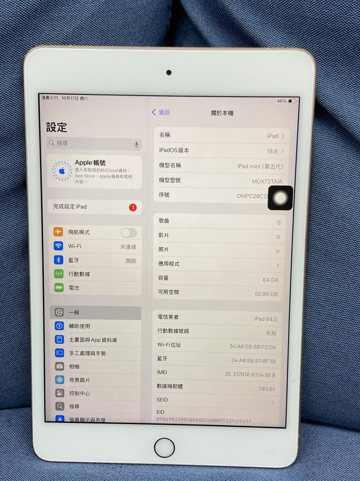 插卡通話版 Apple IPad Mini5 Mini 5 64G 粉金色 二手蘋果平板7.9吋 4G版 PC20C