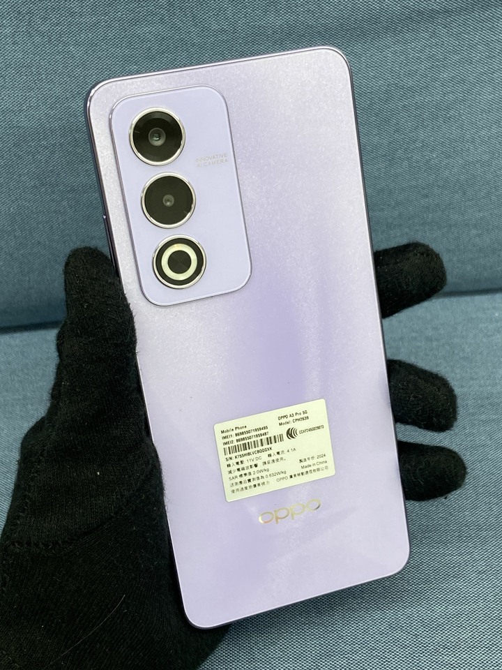 邊框彎曲 OPPO A3 Pro 5G 6G+128G 5G手機 紫色