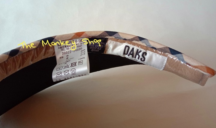 日本製 日本帶回 抗UV 全新正品 DAKS 黑色拼接經典米色格紋遮陽帽 帽子