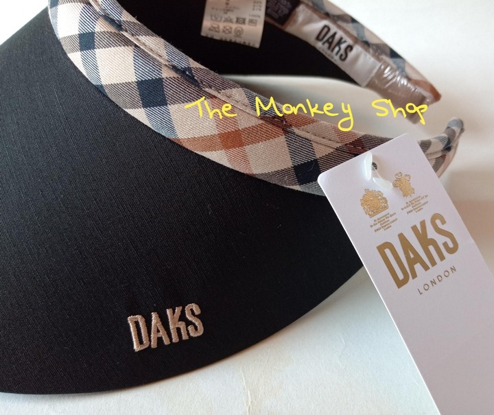 日本製 日本帶回 抗UV 全新正品 DAKS 黑色拼接經典米色格紋遮陽帽 帽子