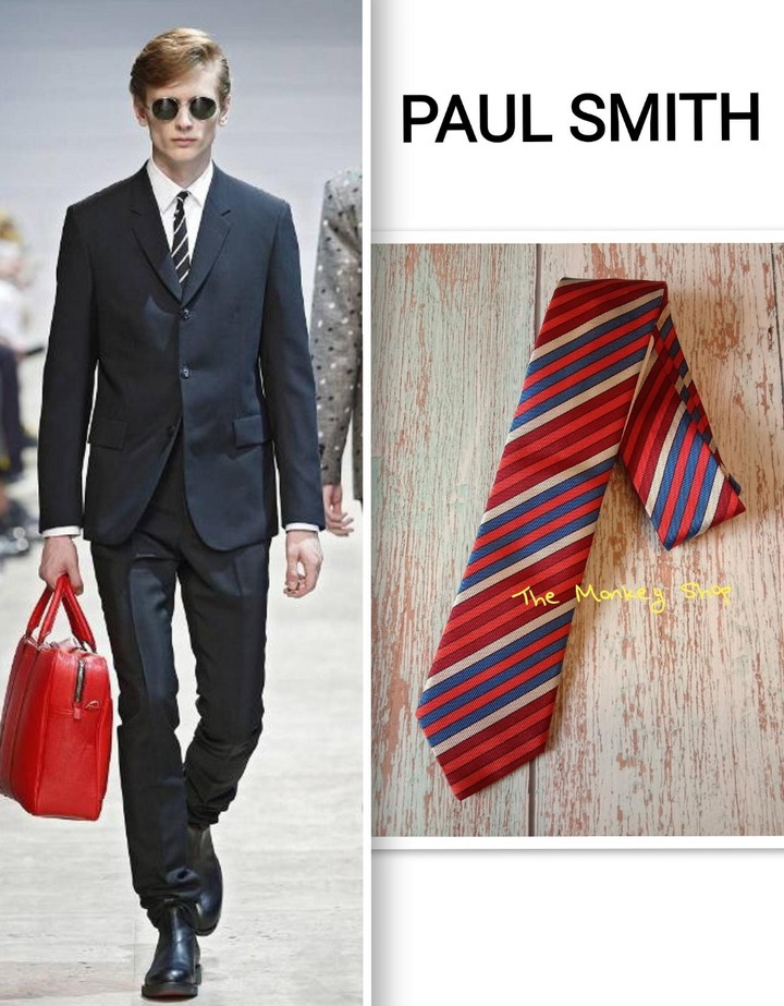 全新正品 Paul Smith 純絲質多色斜紋 經典款領帶