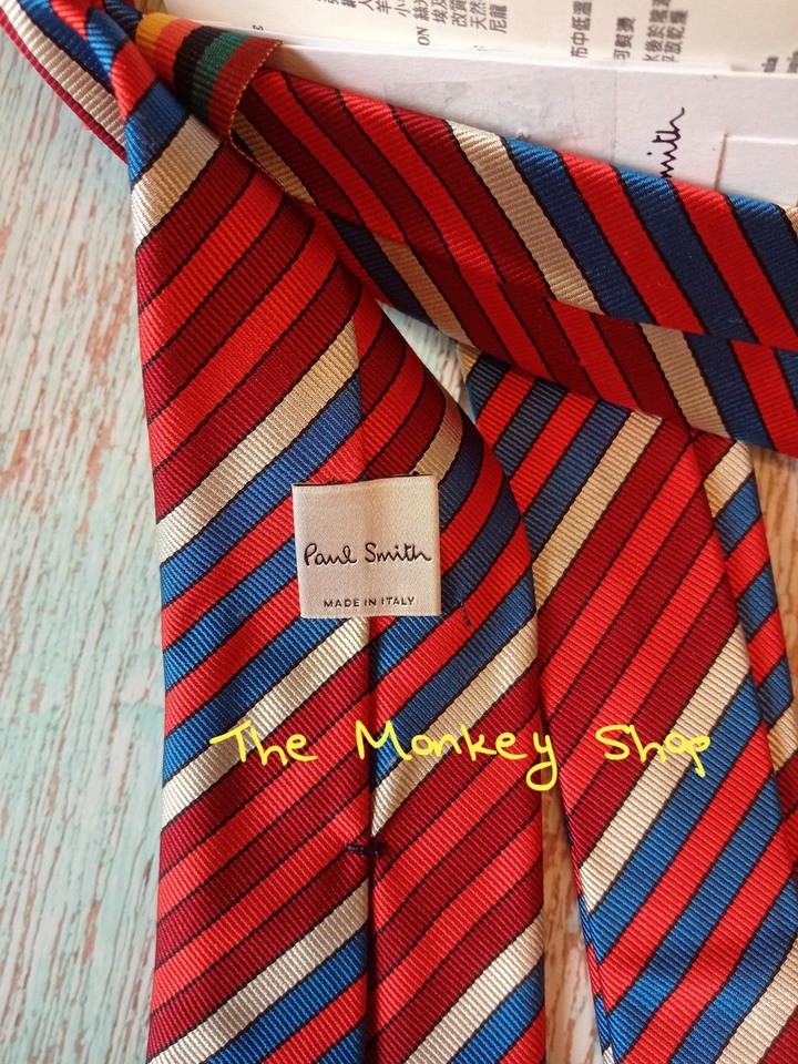 全新正品 Paul Smith 純絲質多色斜紋 經典款領帶