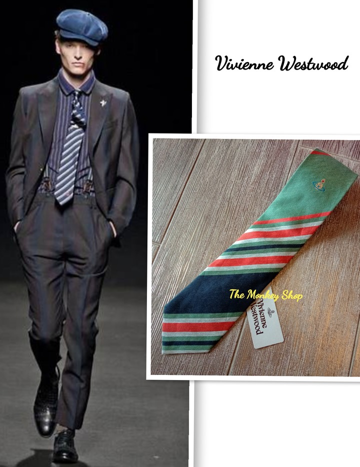 義大利製 全新正品 Vivienne Westwood 蠶絲+亞麻材質 領帶