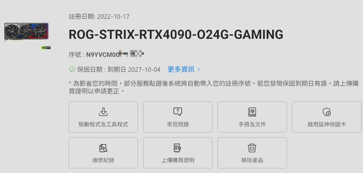 [保固內/自讓] ROG Strix GeForce RTX® 4090 OC Edition 24GB GDDR6X (P/N:ROG ROG-STRIX-RTX4090-O24G-GAMING)