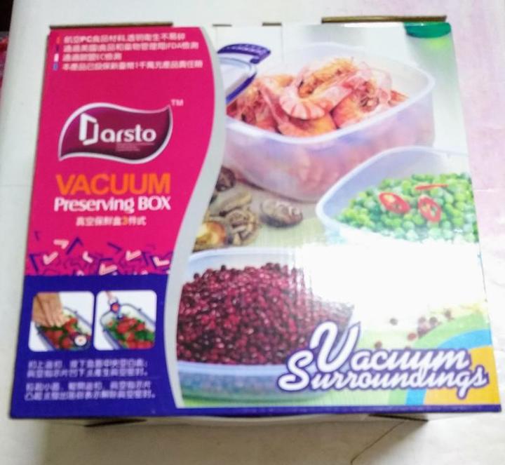 Darsto 真空保鮮盒3件式, 生鮮盒, 食品收納盒, 密封盒