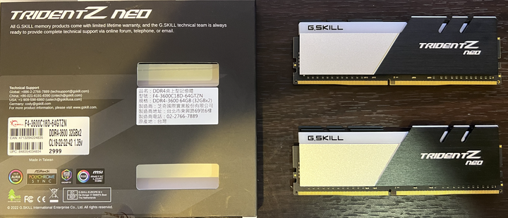 DDR4 G.SKILL 芝奇 燄光戟 64GB(32X2) F4-3600C18D-64GTZN