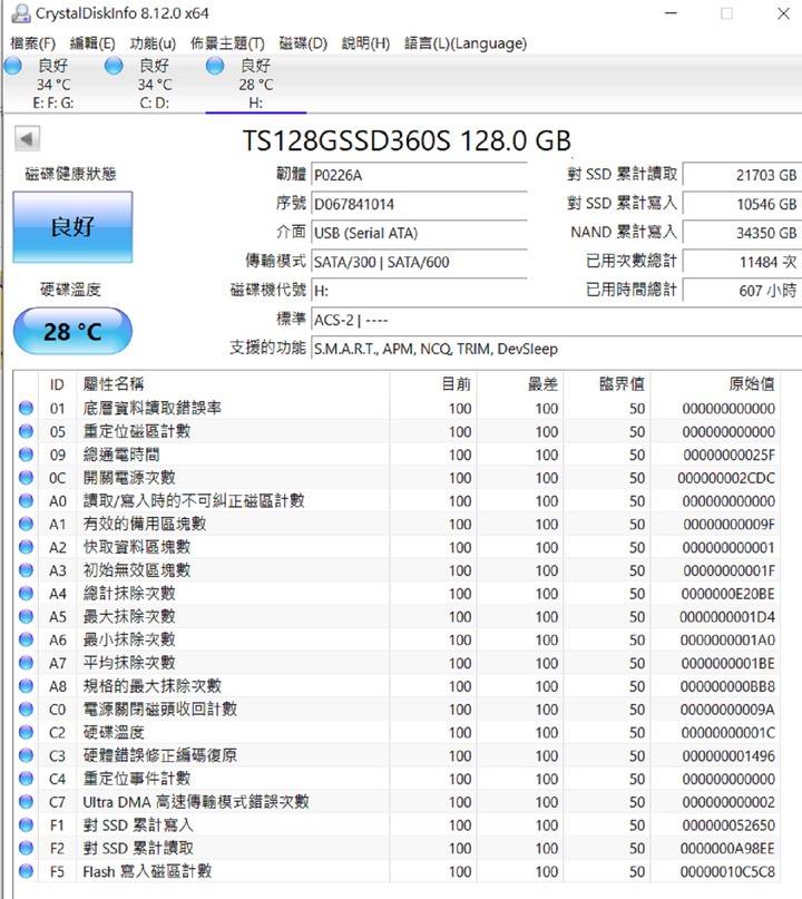 創見 2.5吋 360S 128G SSD 固態硬碟