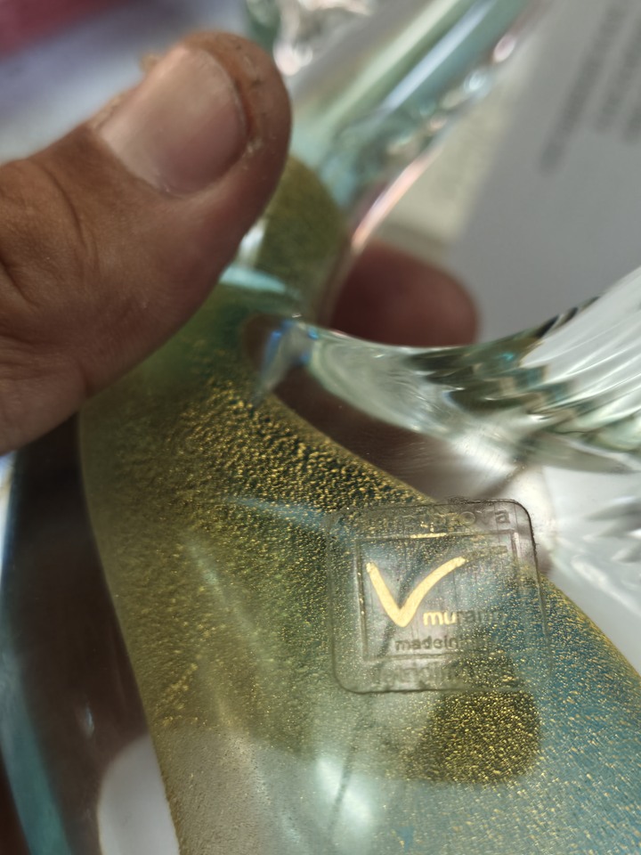 Vinciprova Murano Sommerso 多層包裹套色閃亮金沙與透明線條的威尼斯藝術玻璃琉璃天鵝 Vetri di Murano 手工藝術玻璃 貼紙 Made in Italy