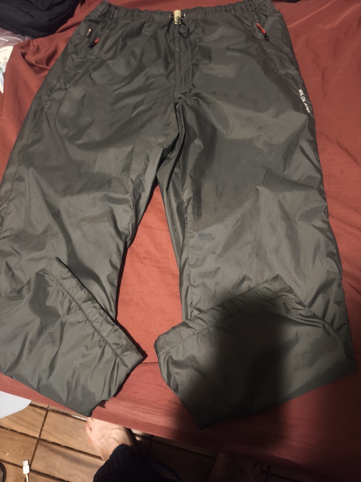 Wildland 台灣製 戶外運動登山大牌 荒野 尼龍 防風防潑水保暖褲 電繡 logo 拉鍊口袋 有內裏 含刷毛 W2326 休閒褲