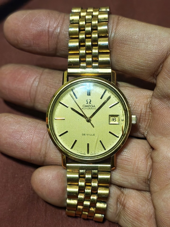 瑞士製 Omega Deville de ville 蝶飛 三針 日期 自動上鍊錶 古董錶 腕錶 手錶 錶俓35mm