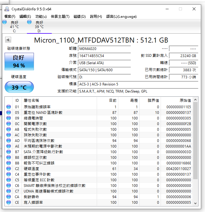 [售] 美光 Micron 高速固態硬碟 ssd m2 512g